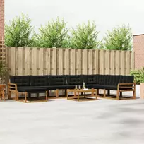 Lauko baldų komplektas Lauko sofos komplektas su pagalve 9 pcs Natūrali ir juoda