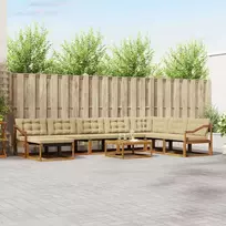 Lauko sofos komplektas su pagalve 9 pcs Natūralus ir bežinis