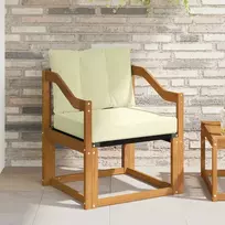 Lauko sofa Kietos akacijos mediena Natūralus ir grietinėlė