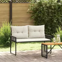 Lauko suolas su pagalve Juoda ir kreminė balta 118 x 55 x 82 cm