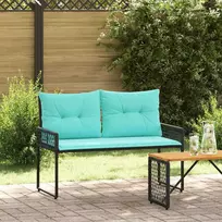Lauko suolas su pagalve Juoda ir turkio 118 x 55 x 82 cm