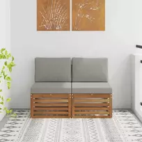 2 Vienetas Lauko Vidurinis Sofa Kietos akacijos mediena