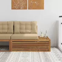 Lauko galinė sofa su pagalve 3 Vienetas Natūralus ir bežinis