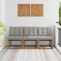 3 vnt. Lauko vidurinė sofa Kietas akacijos medis ir tekstilenas