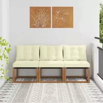3 vnt. Lauko vidurinė sofa Kietas akacijos medis ir tekstilenas