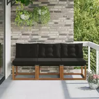 3 vnt. Lauko vidurinė sofa Kietas akacijos medis ir tekstilenas