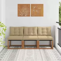 3 vnt. Lauko vidurinė sofa Kietas akacijos medis ir tekstilenas
