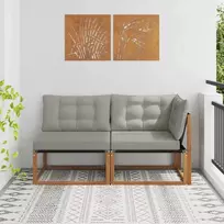 Lauko vidurinė ir kampinė sofa su pagalve 2 Vienetas Natūrali