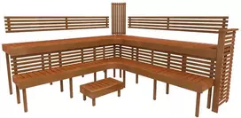 Modulinis pirties gultas PREMIUM, Termo-drebulės mediena 2900 x 2990 mm