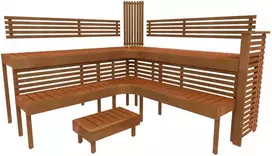 Modulinis pirties gultas PREMIUM, Termo-drebulės mediena 2400 x 2490 mm