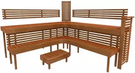 Modulinis pirties gultas PREMIUM, Termo-drebulės mediena 2600 x 2690 mm