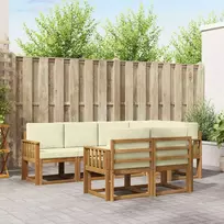 Lauko baldų komplektas Lauko sofos komplektas su pagalve 7 pcs Natūralus ir grietinėlė