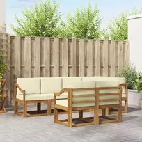 Lauko baldų komplektas Lauko sofos komplektas su pagalve 7 pcs Natūralus ir grietinėlė