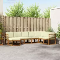 Lauko sofos komplektas su pagalve 8 pcs Natūralus ir grietinėlė