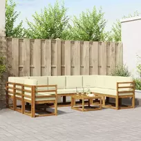 Lauko sofos komplektas 10 pcs Natūralus ir grietinėlė