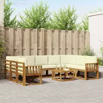 Lauko sofos komplektas 10 pcs Natūralus ir grietinėlė