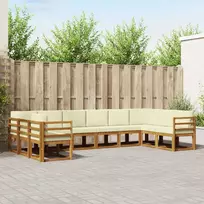 Lauko sofos komplektas 10 pcs Natūralus ir grietinėlė