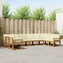 Lauko sofos komplektas 10 pcs Natūralus ir grietinėlė