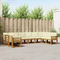 Lauko sofos komplektas 10 pcs Natūralus ir grietinėlė