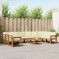 Lauko sofos komplektas 11 pcs Natūralus ir grietinėlė