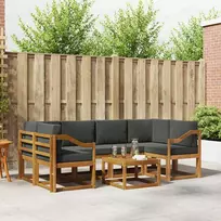 Lauko baldų komplektas Lauko sofos komplektas su pagalve 7 pcs Natūralus ir antracitas