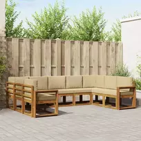 Lauko baldų komplektas Lauko sofos komplektas su pagalve 9 pcs Natūralus ir bežinis