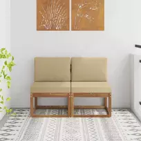 2 Vienetas Lauko Vidurinis Sofa Kietos akacijos mediena