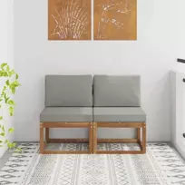 2 Vienetas Lauko Vidurinis Sofa Kietos akacijos mediena