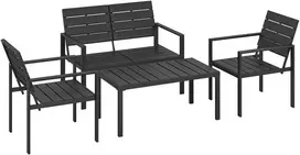 Lauko baldų komplektas Aosom Sodo baldų komplektas 4 dalių poilsio, 104x71x76,5 cm, juodas metalas