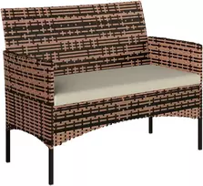 Aosom Sodo sofa 2 vietų rotangas 115x63x85 cm chaki