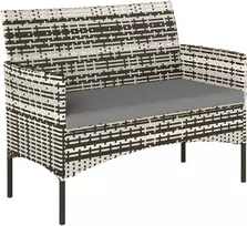 Aosom Lauko sofa 2 vietų rotangas 115x63x85 cm šviesiai pilka plieno rėmas