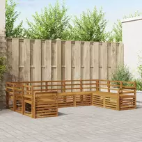 Lauko baldų komplektas Sekcijos sofų komplektas 9 pcs Natūrali