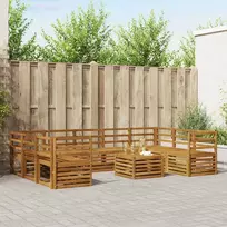 Sofų komplektai 10 pcs Natūrali Kietos akacijos mediena