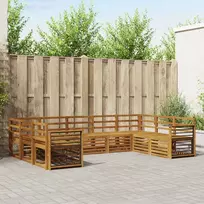 Lauko baldų komplektas Sekcijos sofų komplektas 9 pcs Natūrali