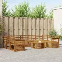Lauko baldų komplektas Sofų komplektai 10 pcs Natūrali Kietos akacijos mediena