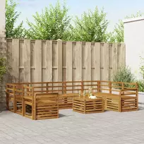Lauko baldų komplektas Sofų komplektai 10 pcs Natūrali Kietos akacijos mediena