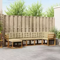 Lauko sofos komplektas su pagalve 7 pcs Natūralus ir bežinis