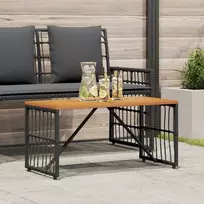 Lauko stalas Juodas 80 x 40 x 40 cm Plienas ir poli ratanas