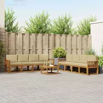 Lauko sofos komplektas su pagalve 9 pcs Natūralus ir bežinis