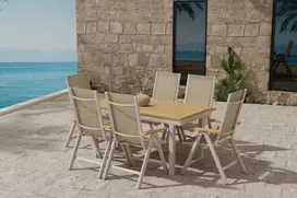 Lauko baldų komplektas Venture Design Valgomojo komplektas Panama rusvai gelsvas