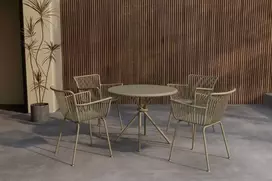 Lauko baldų komplektas Venture Design Valgomojo komplektas Sifnos Apvalus 5 dalių Smėlio spalvos