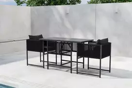 Lauko baldų komplektas Venture Design Balkono valgomojo komplektas Noto juodas