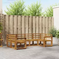 Lauko sofos komplektas 6 pcs Natūrali Kietos akacijos mediena
