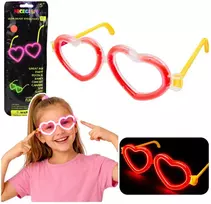 Lean Toys Neoniniai širdies formos šviečiantys akiniai su lanksčiomis šviesos lazdelėmis, universalūs, vaikams ir suaugusiems, raudoni