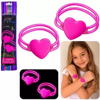 Lean Toys Dviejų širdies formos šviečiančių apyrankių rinkinys vakarėliams ir festivaliams