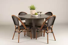Lauko baldų komplektas Venture Design Valgomojo komplektas Santa Fe valgomojo stalas ir Guarda Café kėdė 120 cm ruda juoda aliuminis