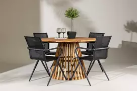 Lauko baldų komplektas Venture Design Valgomojo stalas ir kėdžių komplektas Lumpur Alina 120x75 cm Juodas