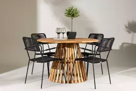 Lauko baldų komplektas Venture Design Valgomojo stalas ir fotelio komplektas 110x75 cm juodos akacijos mediena