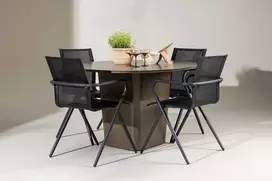 Lauko baldų komplektas Venture Design Valgomojo komplektas Santa Fe valgomojo stalas ir Alina kėdės 120 cm ruda juoda aliuminis
