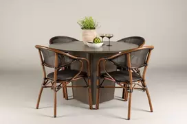 Lauko baldų komplektas Venture Design Valgomojo komplektas Santa Fe valgomojo stalas Vila Real Café kėdė 120 cm Ruda Juoda Aliuminis